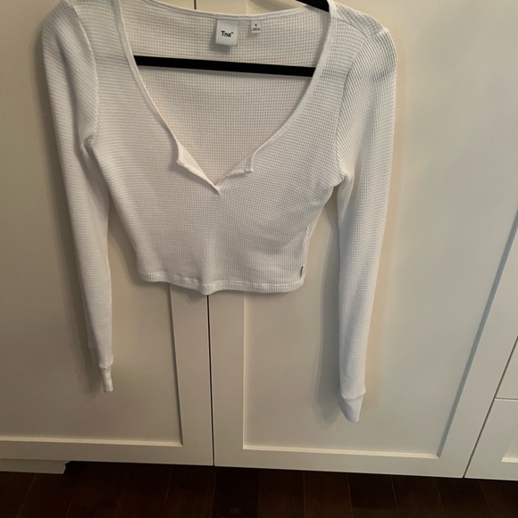 Aritzia - TNA Waffle Scoopneck Longsleeve in White, Size S - Picture 5 of 9